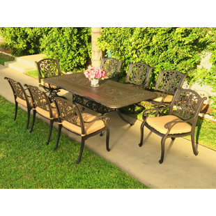 Go to store & view more images Camptown 9 Piece Sunbrella Dining Set with Cushions by Fleur De Lis Living