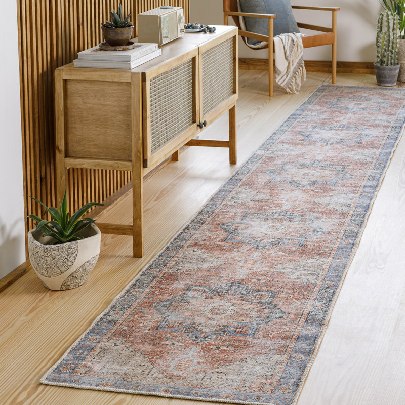 Mya Machine Washable Oriental Brick Red/Light Gray Area Rug Rug Size: Runner 2'7" x 7'10"