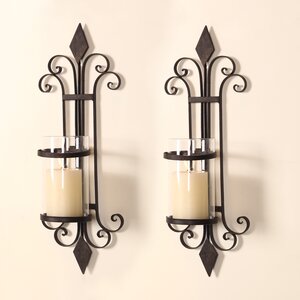 Traditional Iron Wall Sconce Candle Holder (Set of 2)