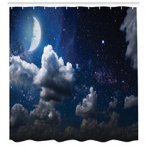 Moon & Stars Night Sky Decor Waterproof Bathroom Shower Curtain Accessory Sets 