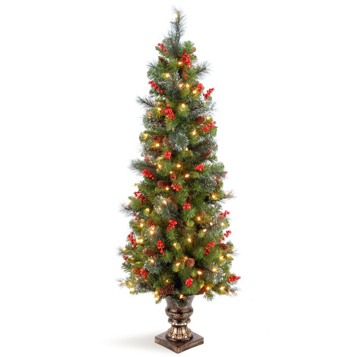 Entrance Green Spruce Artificial Christmas Tree With Clear White Lights