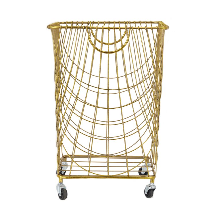 Rolling Laundry Cart Center Large Capacity Hanging Bar With Removable Liner 
