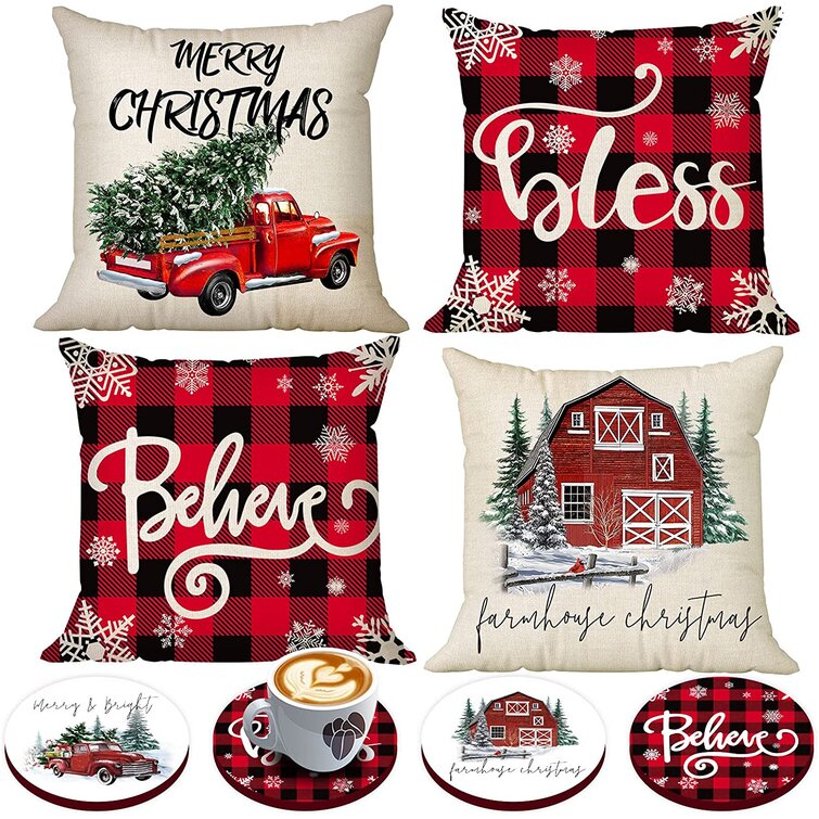 Blessed Family Blessed to Be Called Mama Deer Classic Buffalo Christmas Throw Pillow Multicolor 18x18 
