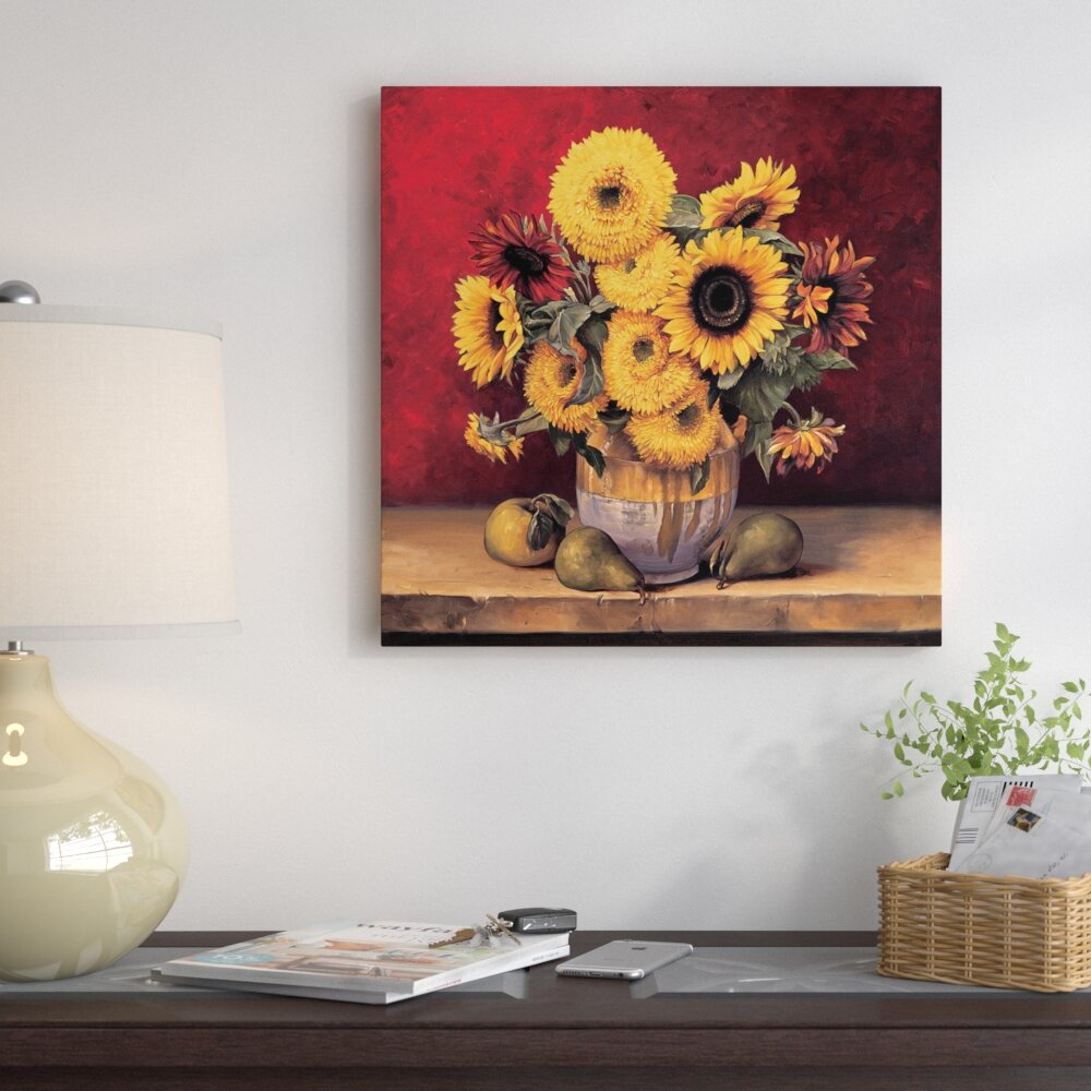 East Urban Home Sunflowers With Pears Painting Print On Canvas