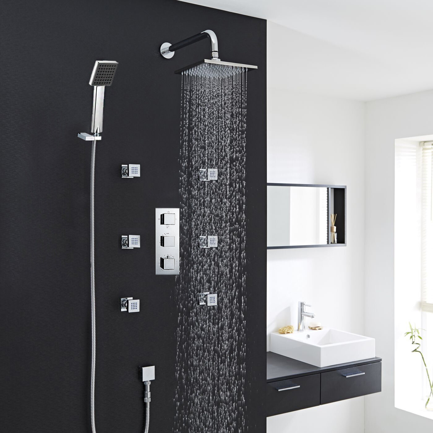 FontanaShowers Kiev Thermostatic Complete Shower System with Rough-in ...