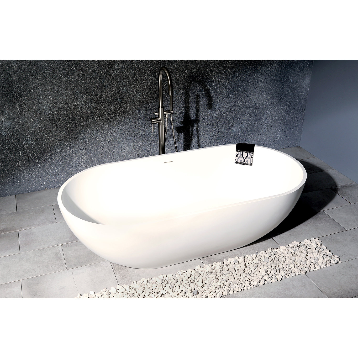 Kingston Brass Aqua Eden Bryanna Solid Surface 70 06 X 34 63 Freestanding Soaking Bathtub Wayfair