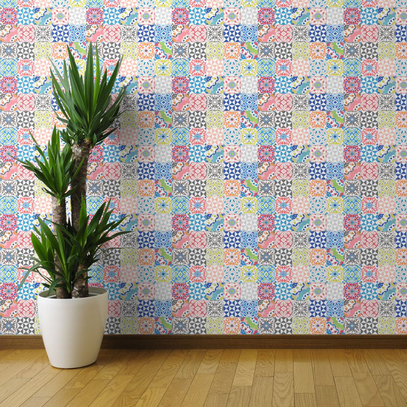 Bungalow Rose Colourful Tile Removable Wallpaper Colourful Tile