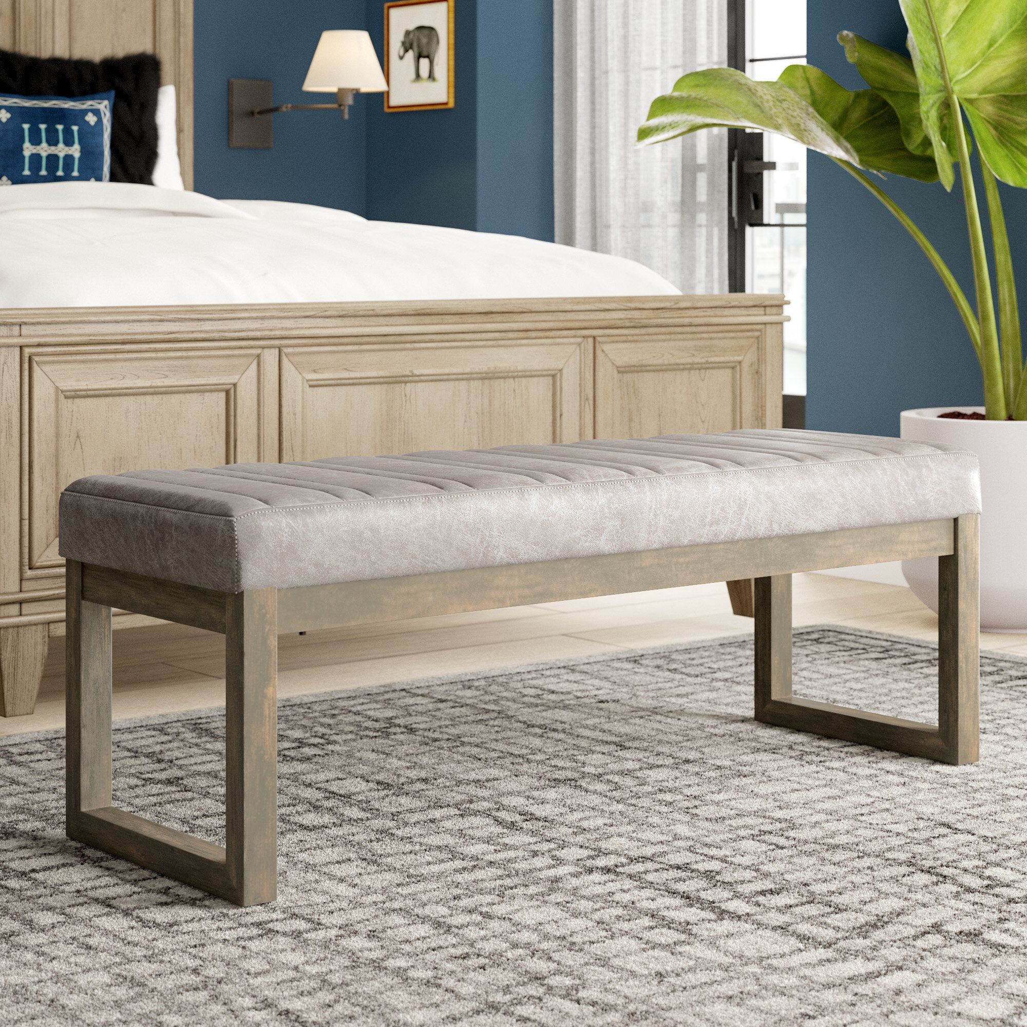 Williston Forge Clairview Faux Leather Bench & Reviews | Wayfair