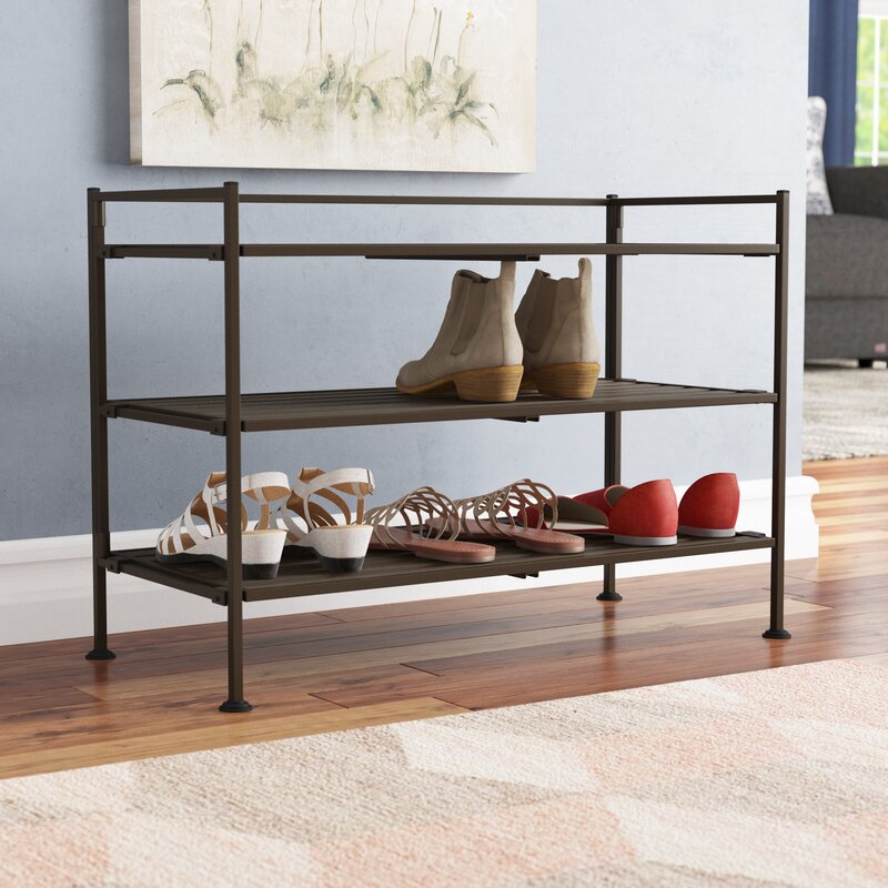 Rebrilliant 3 Tier 9 Pair Stackable Shoe Rack Reviews Wayfair