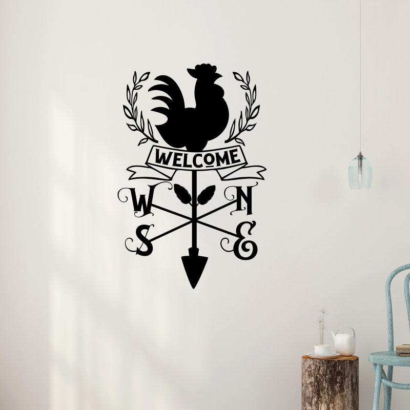 Winston Porter Welcome Rooster Weathervane Vinyl Letters Words Wall Decal Wayfair
