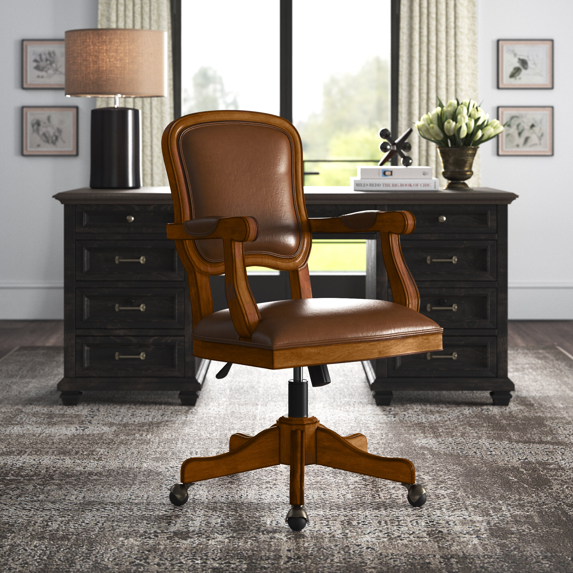 Greyleigh™ Charles Vintage Faux Leather Executive Chair & Reviews | Wayfair