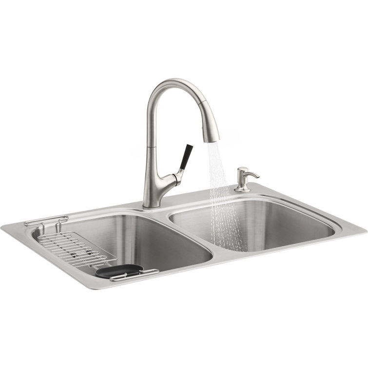 Kohler All-in-One Dual-Mount Stainless Steel Kitchen Sink Kit ...