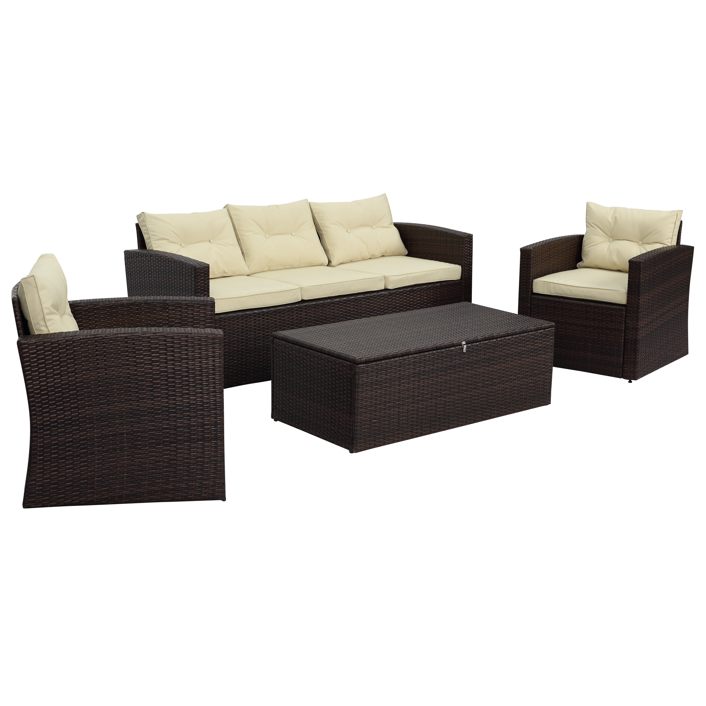 Arlington 4 Piece Wicker Sofa Seating Group With Cushions Arlington 4 Piece Wicker Sofa Seating Group With Cushions