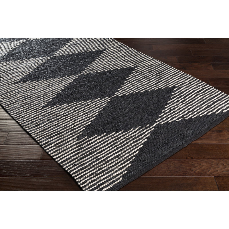 Union Rustic Alexandre Southwestern Handmade Flatweave Leather Cream Black Area Rug Wayfair Ca