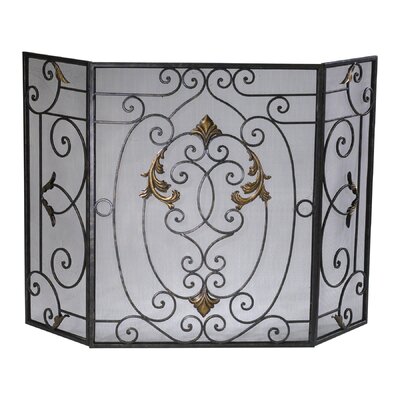 French 3 Panel Iron Fireplace Screen Cyan Design