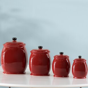 Ceramic Red Kitchen Canisters Jars You Ll Love In 2021 Wayfair