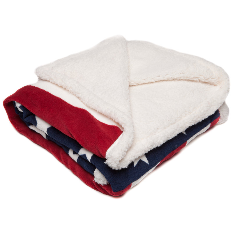 Chanasya Us Flag Print Super Soft Sherpa Throw Blanket Reviews Wayfair