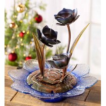 Zen Tabletop Water Fountain Indoor Purple Calla Lily Fountain Bits and Pieces