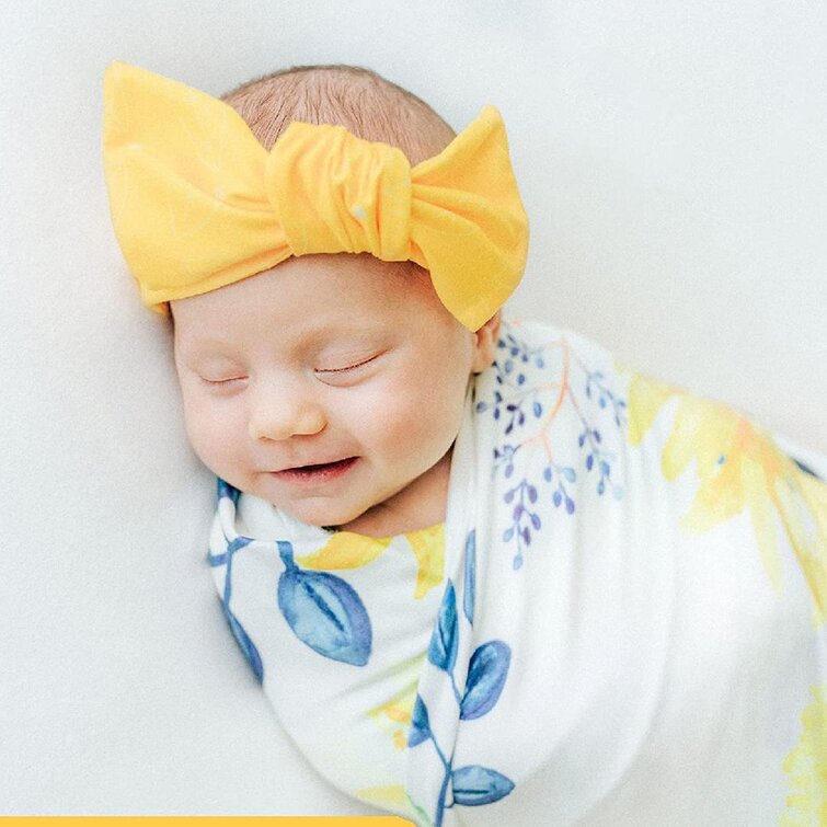 Yellow Newborn Photography Props Wrap Baby Stretch Blanket Boy Photo Outfits Babies Girl Photo Shoot Hat Set 