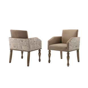 Dasher Script Set Of 2 Printed Upholstered Dining Chair (Set Of 2) by One Allium Way 2019 Coupon