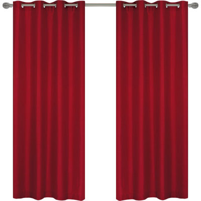 Lj Home Silkana Solid Semi Sheer Grommet Curtain Panels Color Red