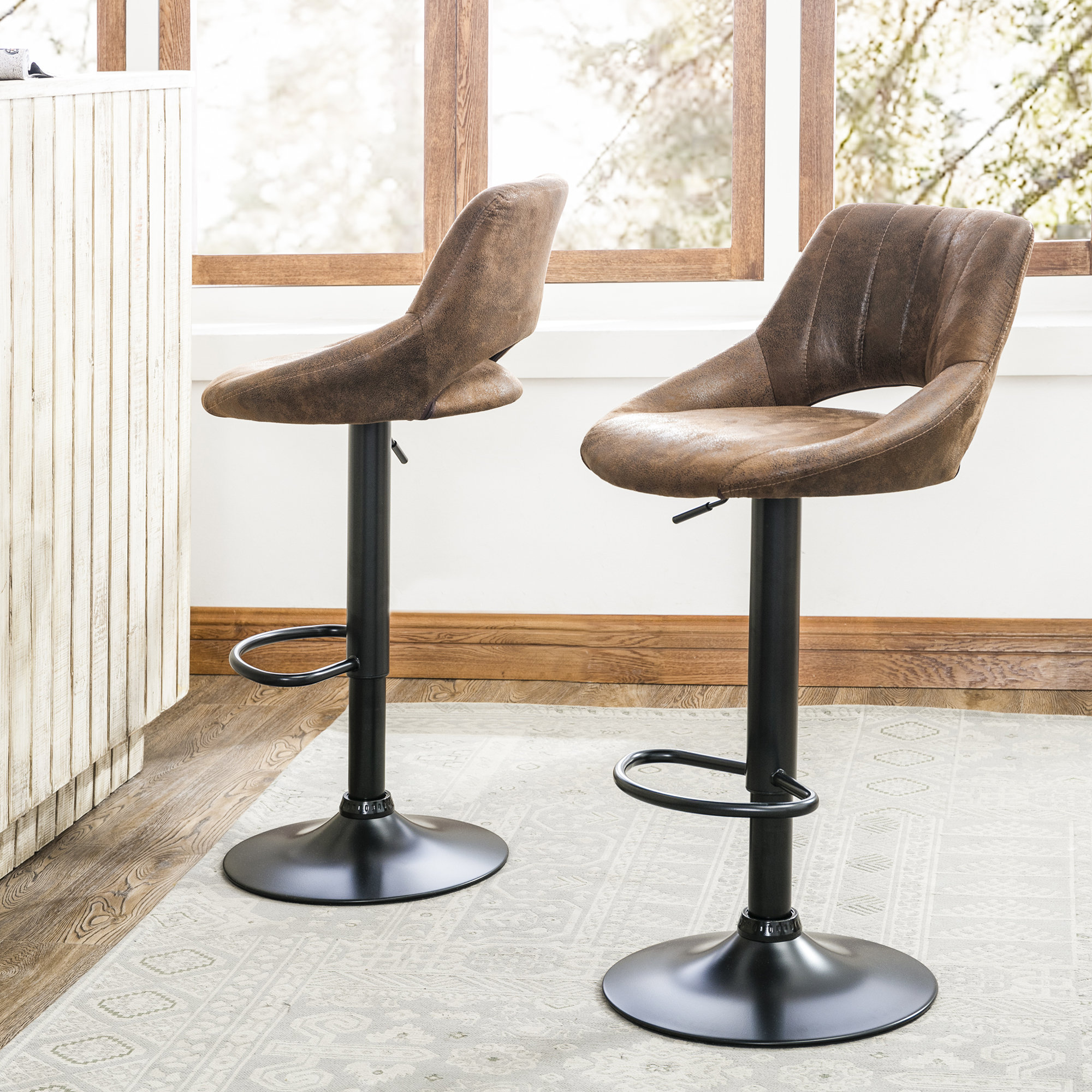 Foundry Select Newville Swivel Adjustable Height Bar Stool