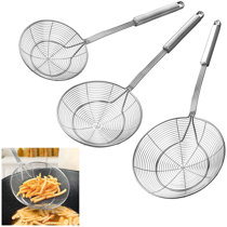 Wire Strainer with Bamboo Handle for Cooking or Blanching Noodle Meat Vegetable 