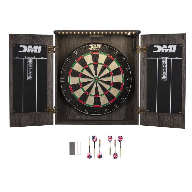 Details about   Winmau Pro Dartboard White Cabinet Darts Set Complete with darts throwdown line