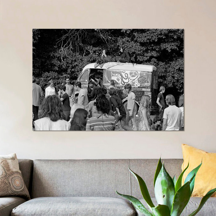 East Urban Home 1960s Gathering Of Hippie Kids In Woods With