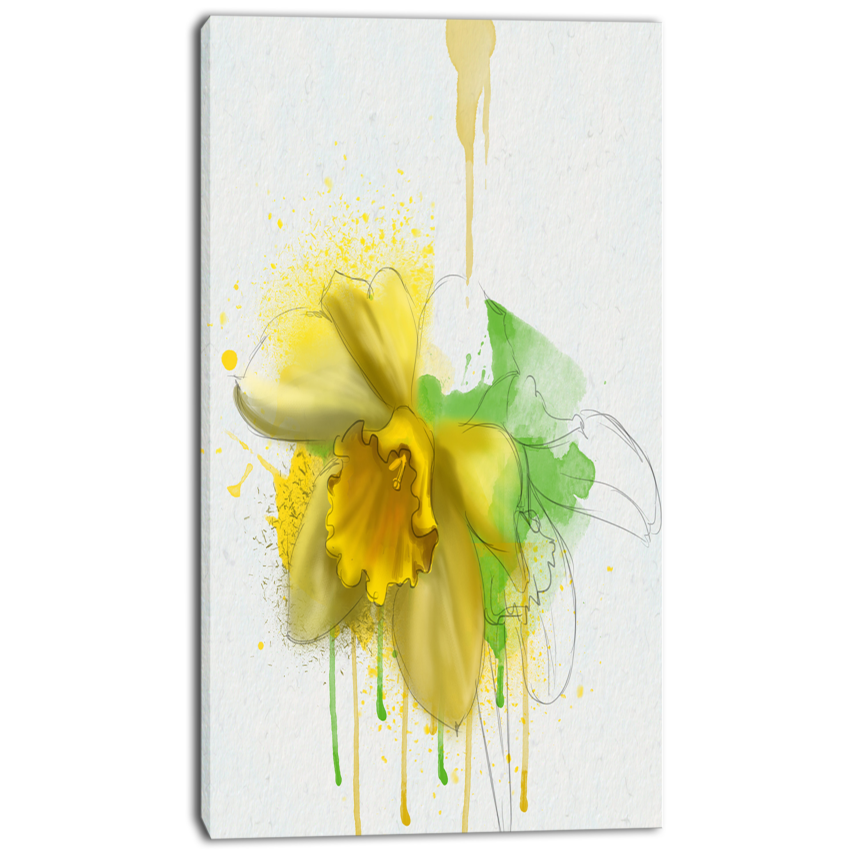 Designart Yellow Narcissus Flower Watercolor Painting Print On Wrapped Canvas Wayfair