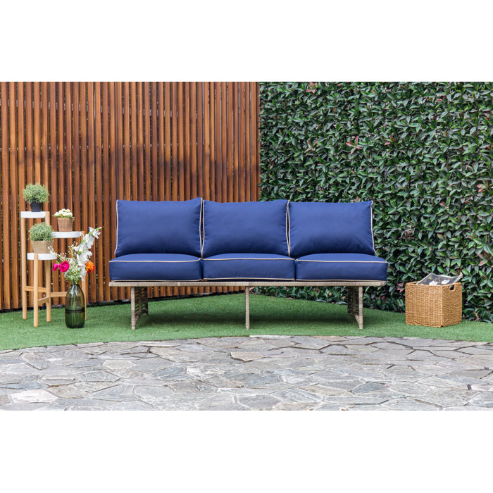 Dakota Outdoor Rattan Patio Sofa With Cushions Dakota Outdoor Rattan Patio Sofa With Cushions