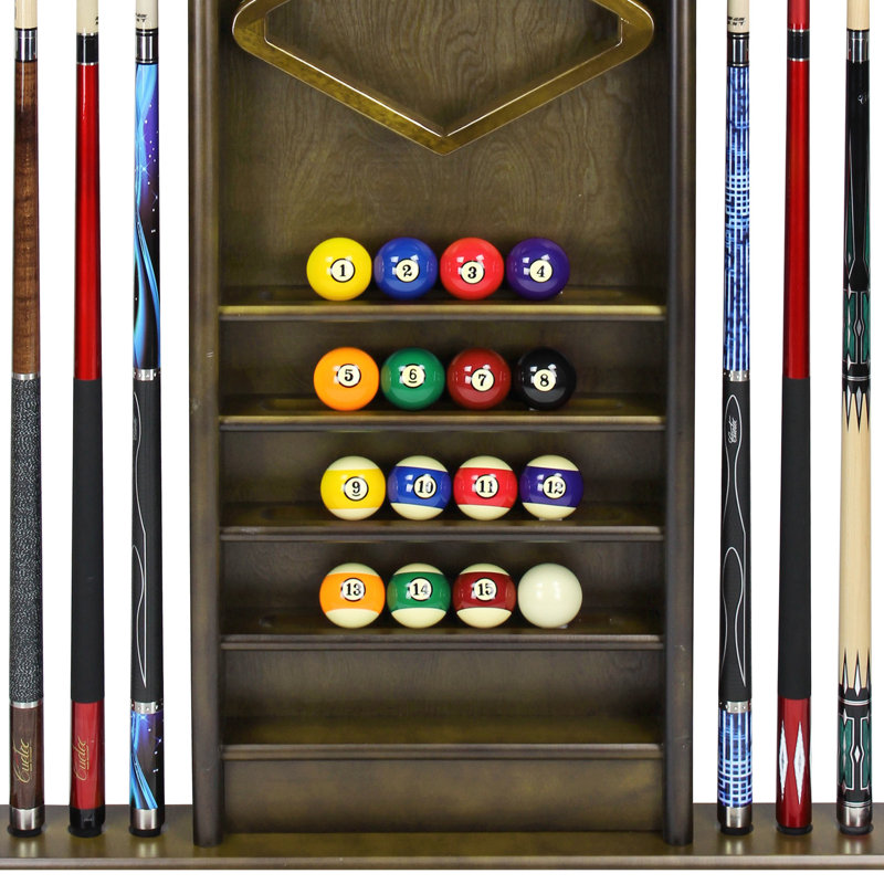 / Brown. Cue Wall Rack Holds 4/ Cues/