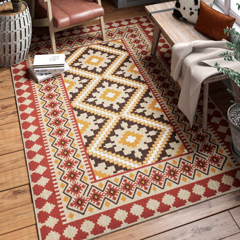 Loon Peak Rangely Red/Beige Indoor/Outdoor Area Rug ...