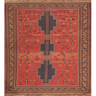 Gray And Rust Rugs Wayfair One Of A Kind Mccollum Vintage Geometric Sumak Sirjan Kilim Suzani Persian Hand Knotted 3 11 X 5 9 Wool Gray Rust Area Rug