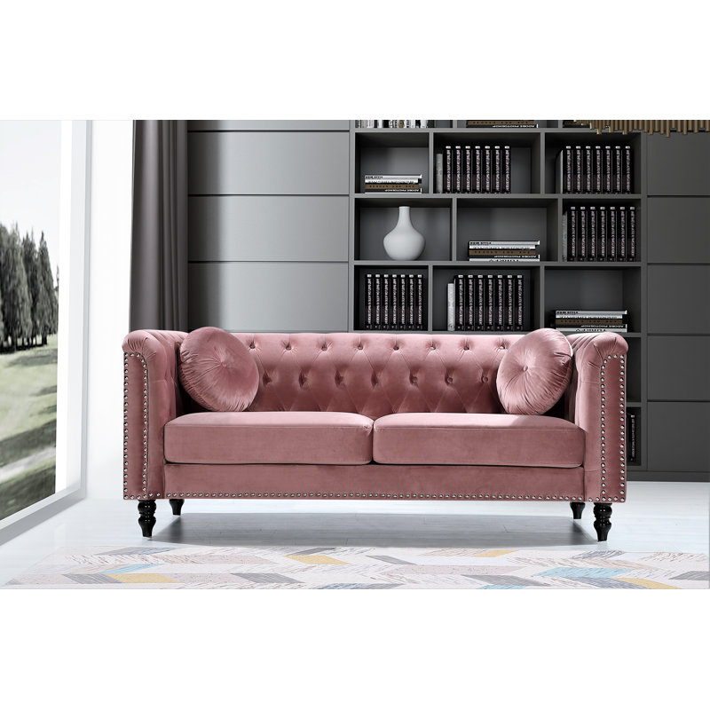 House Of Hampton Gympie Velvet Chesterfield 75 98 Rolled Arm Sofa House Of Hampton Gympie Velvet
