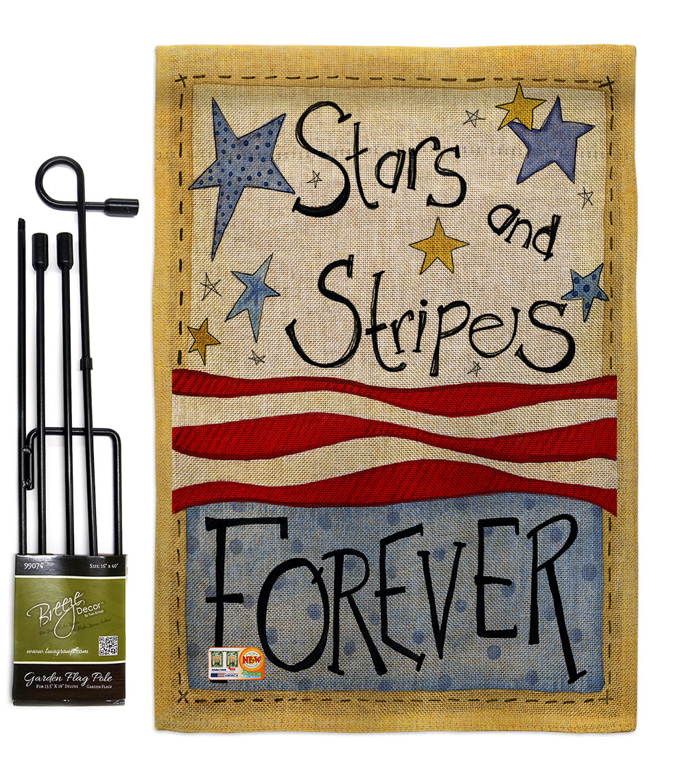 Breeze Decor Americana Patriotic Impressions 2 Sided Polyester 18 5 X 13 In Flag Set Wayfair