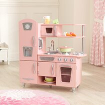 SDMAX Kids Pretend Play Pink Mini Kitchen With Shopping Cart & Accessories For Age 3+