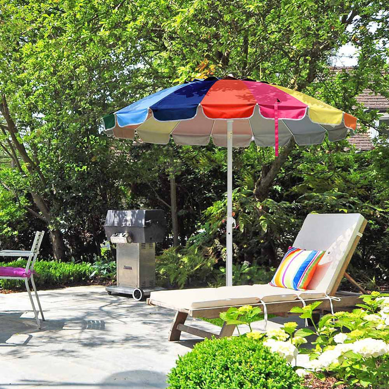 Freeport Park Metal Rainbow Beach Patio Umbrella 16 Rib Tilt Market Table Umbrella Outdoor Sunshade Cover Sand Anchor Wayfair Ca