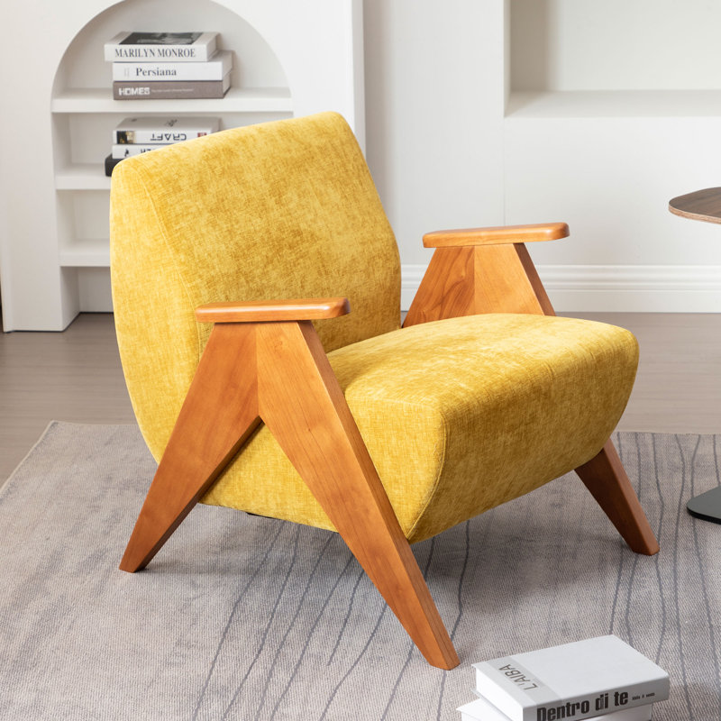 kyajah 27.5'' wide armchair with solid wood legs fabric: yellow chenille