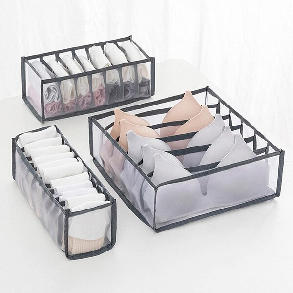 3PCS Foldable Drawer Organizer Divider Closet Storage Box For Underwear Bra Sock 