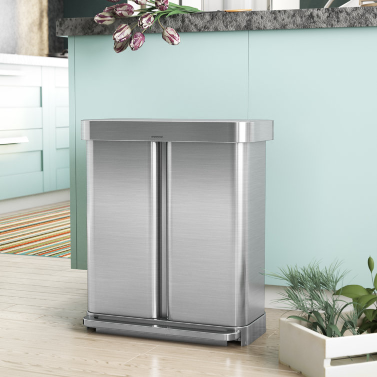 simplehuman Stainless Steel Rectangular Step Dual Compartment ...