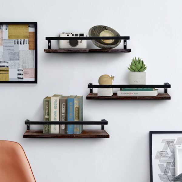 Details about   3PCS Floating Shelves Wall Mounted Wood Storage for Bathroom Living Room Bedroom 