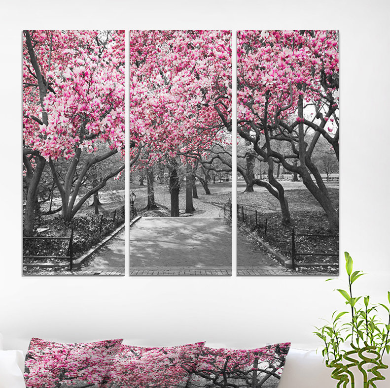 East Urban Home Cherry Blossoms Photographic Print Multi Piece Image On Wrapped Canvas Reviews Wayfair