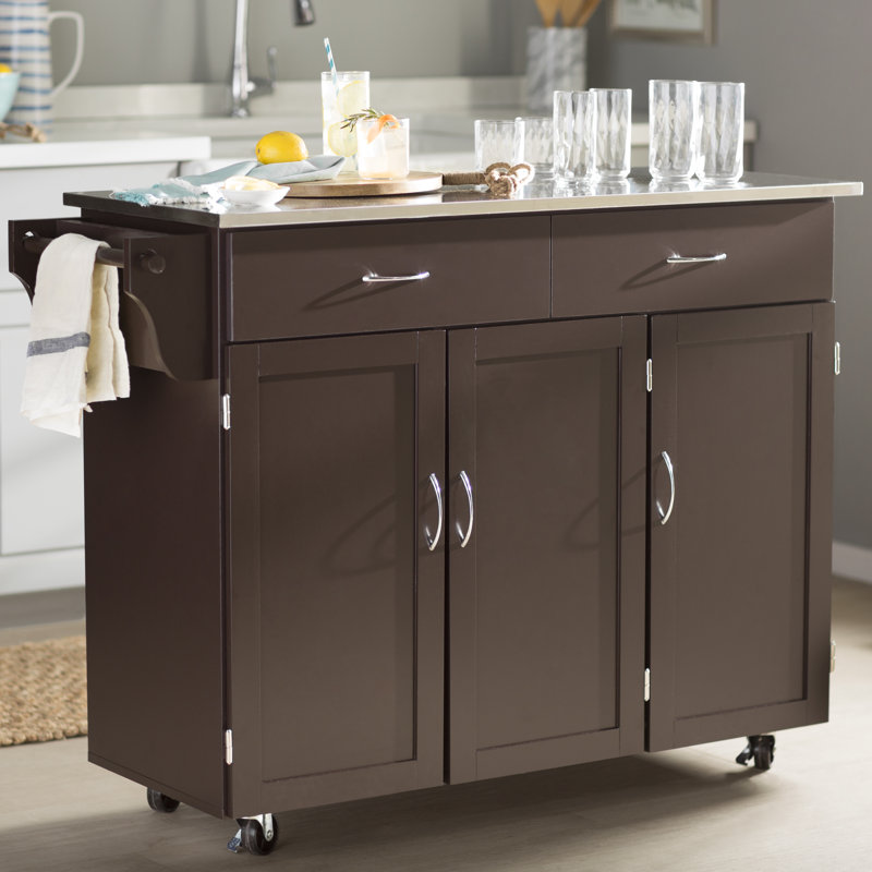 Red Barrel Studio Garrettsville Kitchen Cart With Stainless Steel Garrettsville Kitchen Cart With Stainless Steel Top