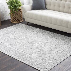 Riverbend Traditional Floral Gray/White Area Rug