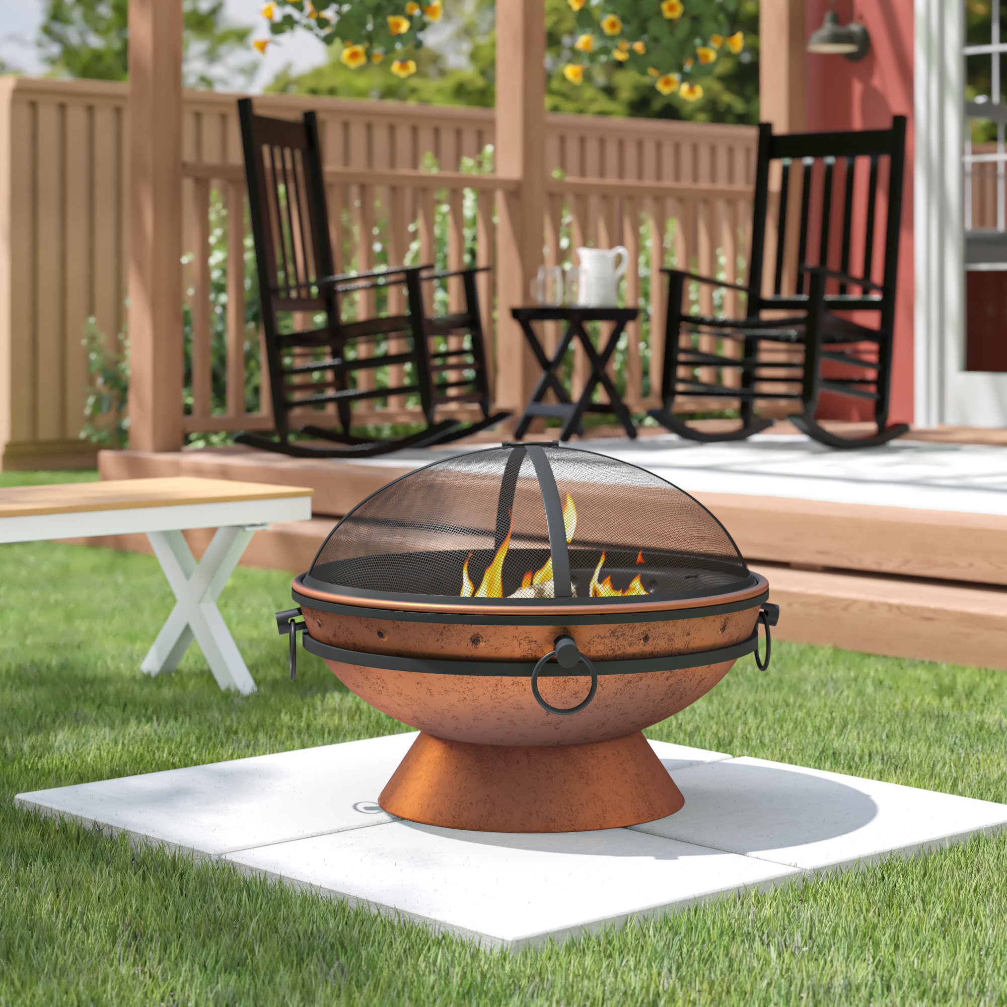 Charlton Home Neoma Royal Cauldron Steel Wood Burning Fire Pit