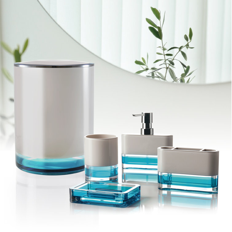 Useful Bathroom Accessories 6pc Set Trash Can Soap Dispenser Toothbrush IW 