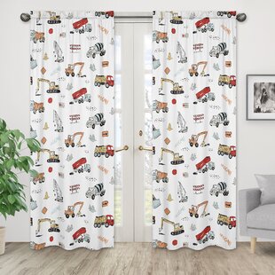 Heroes Police Car Fire Truck Tow Fire Hydrant 2 Pc Kids Curtain Set w/ Grommets 