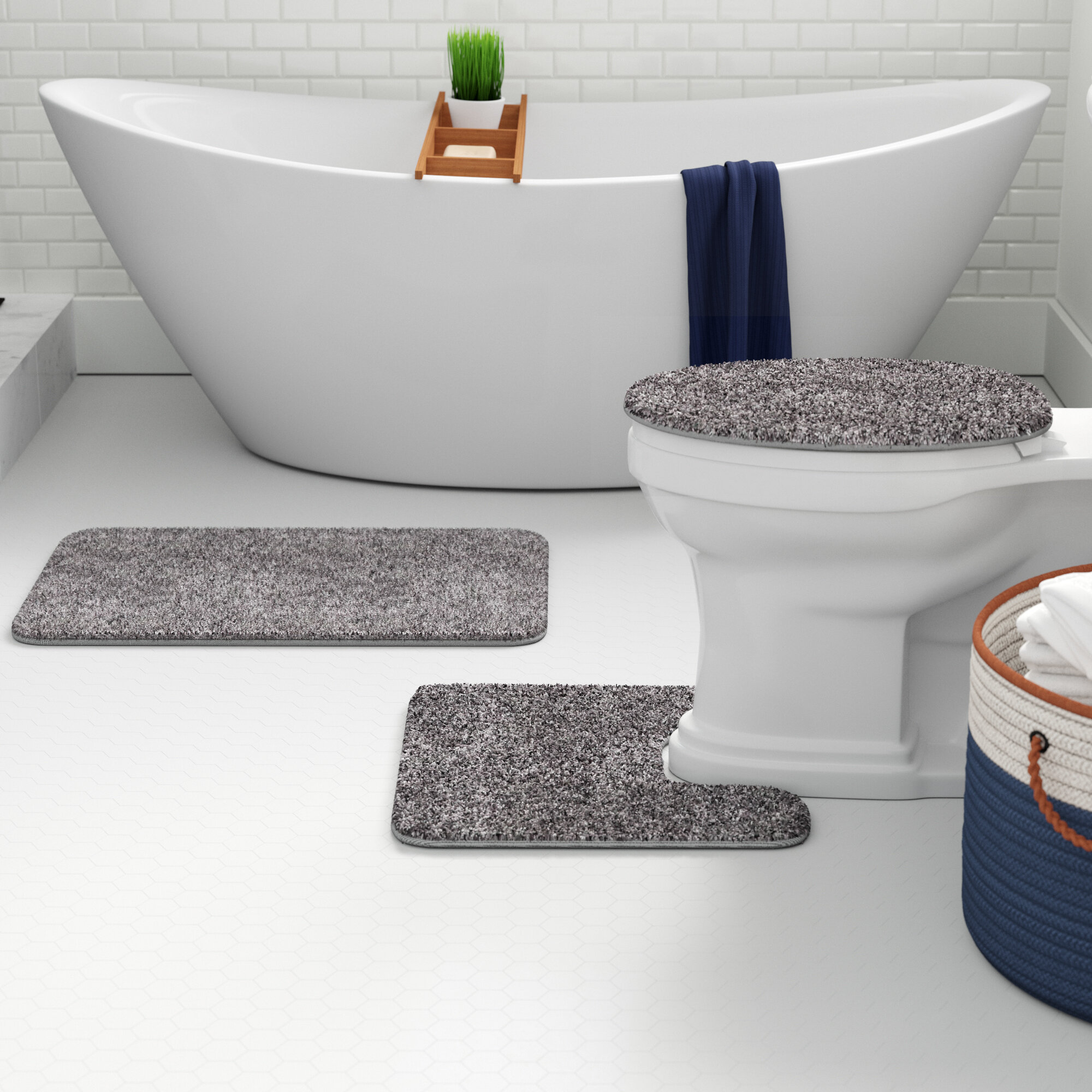 Zipcode Design Kober Solid 3 Piece Bath Rug Set Reviews Wayfair