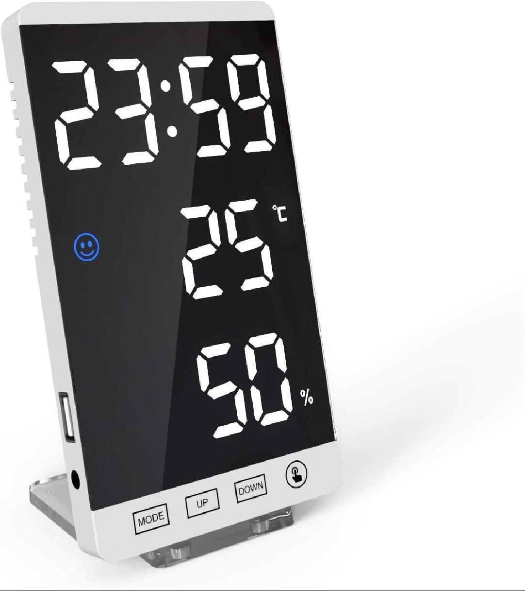 Modern Digital LED Alarm Clock 12/24 Time Temperature Night Light Display Mirror 